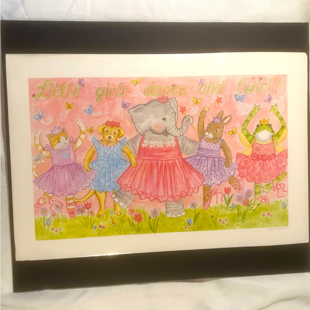 Kelly Rightsell Dancing Animals Nursery Print "Little Girls Dance and Twirl"